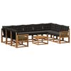 vidaXL Set de canapele de exterior cu pernă 10 pcs Natural și Negru
