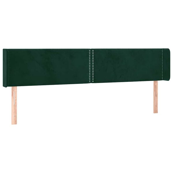 vidaXL Tăblie de pat cu aripioare verde &icirc;nchis 163x16x78/88 cm catifea