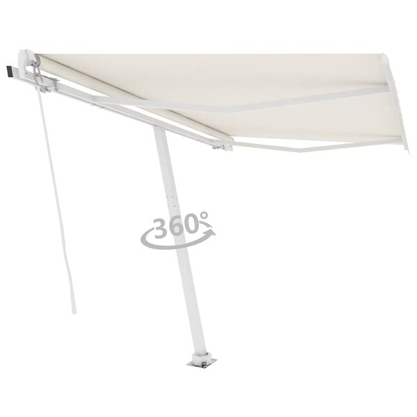 vidaXL Copertină retractabilă manual, crem, 300x250 cm