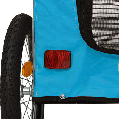 vidaXL Remorcă bicicletă animale companie, albastru/gri, oxford/fier