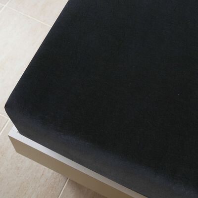 vidaXL Cearșaf de pat cu elastic, 2 buc., negru, 160x200 cm, bumbac
