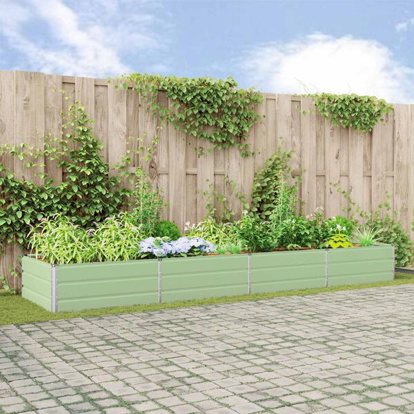 vidaXL Jardinieră Verde pastel 385 x 100 x 45 cm Oțel Galvanizat