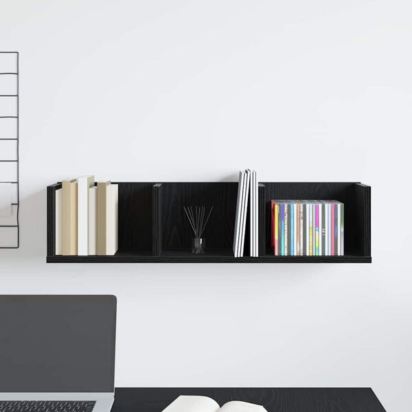 vidaXL Raft de perete Stejar Negru 75 x 18 x 18 cm Lemn compozit