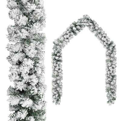 vidaXL Ghirlandă de Crăciun cu LED-uri și zăpadă, verde, 10 m, PVC