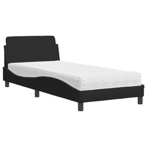 vidaXL Pat cu saltea, Dover, negru, 90x200 cm, textil