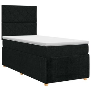 vidaXL Pat boxspring cu saltea cu headboard Negru 80 x 200 cm Țesătură