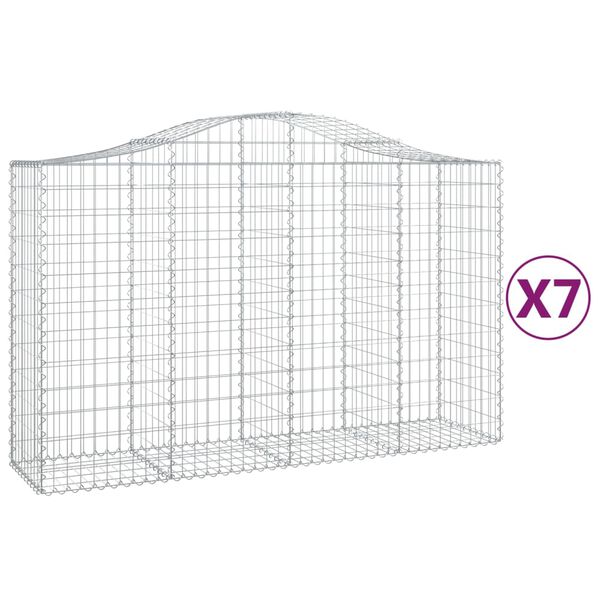 vidaXL Coșuri gabion arcuite 7 buc, 200x50x120/140 cm, fier galvanizat