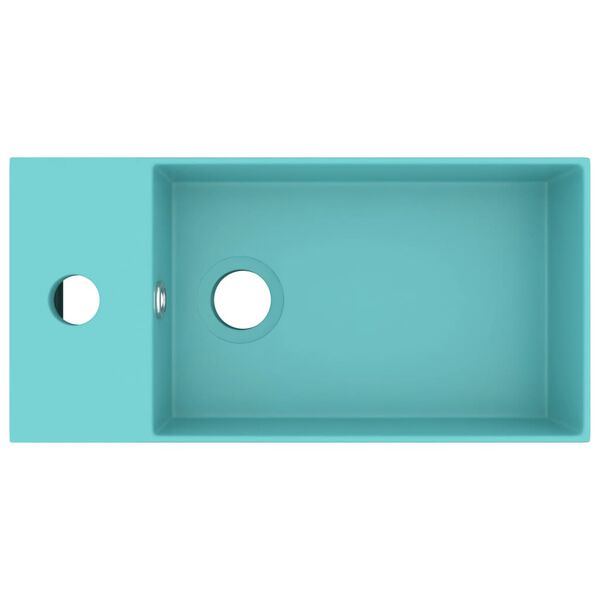 vidaXL Chiuvetă de baie cu preaplin, verde deschis, ceramică