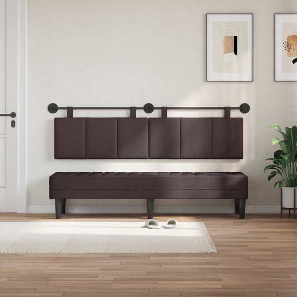 vidaXL Cap de pat suspendat Dungi Maro &icirc;nchis 190 x 55 x 5 cm țesătură