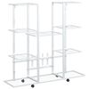 vidaXL Suport pentru flori cu roți, 94,5x24,5x91,5 cm, alb, fier
