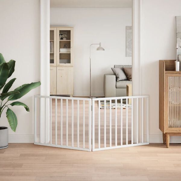 vidaXL Poartă de acces pentru câini pliabilă, 2 panouri, albă, 160 cm, lemn de plop