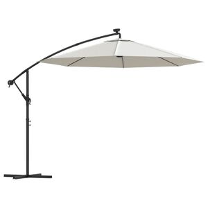 vidaXL Umbrelă soare suspendată, iluminare LED, st&acirc;lp metalic 300 cm