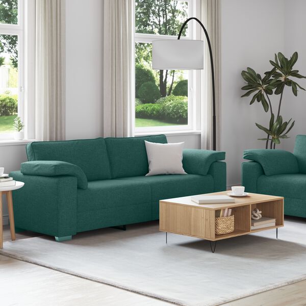 vidaXL Canapea 2 pcs Verde &icirc;nchis 219 x 80 x 82 cm țesătură