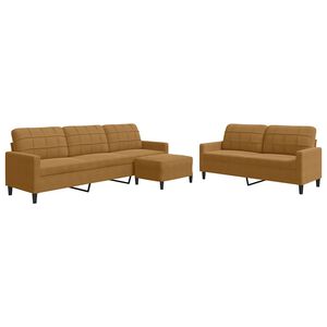 vidaXL Set de canapele cu perne, 3 piese, maro, catifea