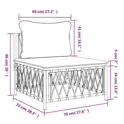 vidaXL Canapea de mijloc grădină cu perne antracit, material țesut