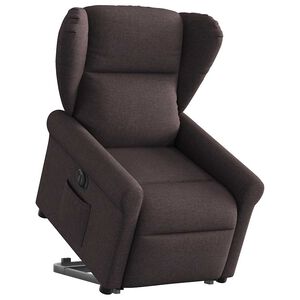 vidaXL Fotoliu electric rabatabil cu ridicare, maro &icirc;nchis, textil