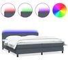 vidaXL Pat cu arcuri cu saltea și LED, gri &icirc;nchis, 180x210 cm, catifea