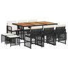 vidaXL Set mobilier de exterior cu perne, 11 piese, negru, poliratan