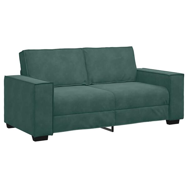 vidaXL Canapea cu 2 locuri, verde &icirc;nchis, 180x78x84 cm, catifea