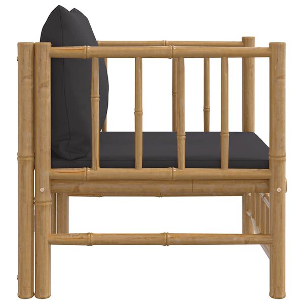 vidaXL Canapea de grădină, perne gri &icirc;nchis, bambus