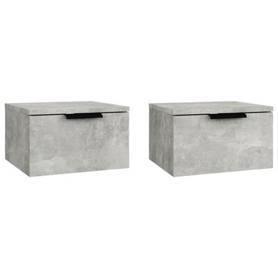 vidaXL Noptiere de perete, 2 buc., gri beton, 34x30x20 cm