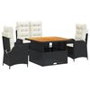 vidaXL Set mobilier de grădină cu perne, 5 piese, negru, poliratan
