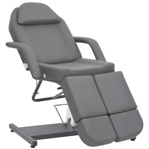 vidaXL Scaun tratament de &icirc;nfrumusețare, gri, 180x62x78 cm, piele eco
