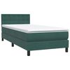 vidaXL Pat box spring cu saltea, verde &icirc;nchis, 100x210 cm, catifea