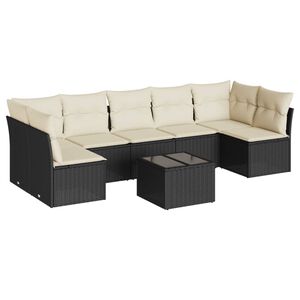 vidaXL Set mobilier de grădină cu perne, 8 piese, negru, poliratan