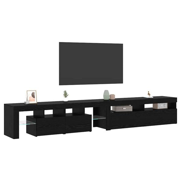 vidaXL Cabinet TV 2 pcs Stejar Negru 260 x 37 x 40 cm Lemn compozit