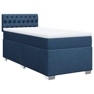 vidaXL Pat box spring cu saltea, albastru, 100x200 cm, textil