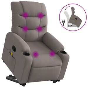 vidaXL Fotoliu rabatabil de masaj cu ridicare, gri taupe, textil