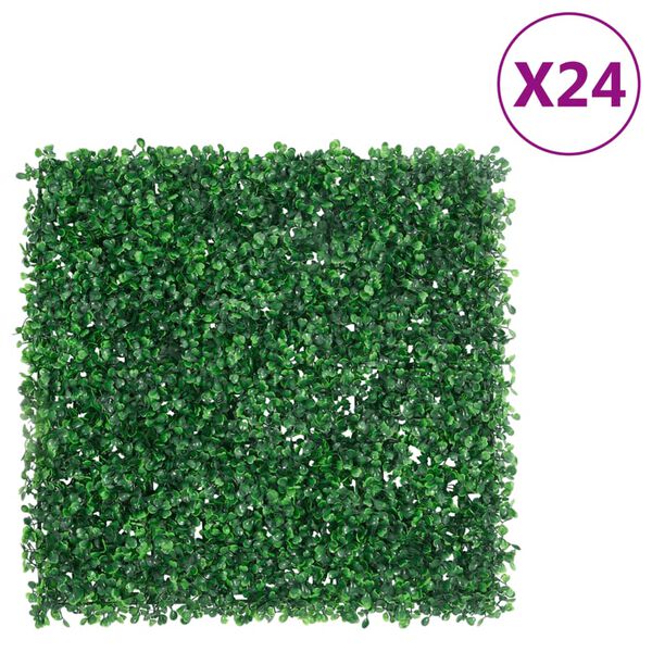 vidaXL Gard din frunze de arbust artificiale,&nbsp;24 buc., verde, 50x50 cm