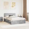 vidaXL Cadru de pat cu headboard Gri Beton 160 x 200 cm Lemn prelucrat