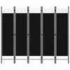 vidaXL Paravan de cameră cu 5 panouri, negru, 200 x 180 cm