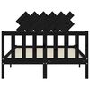 vidaXL Cadru de pat cu tăblie dublu, negru, lemn masiv