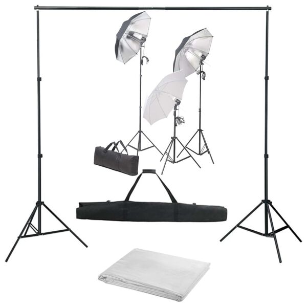 vidaXL Kit studio foto cu set de lumini și fundal