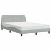 vidaXL Pat cu saltea, Dover, gri deschis, 120x200 cm, catifea