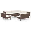 vidaXL Set mobilier de grădină cu perne, 12 piese, maro, poliratan