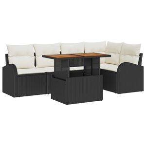 vidaXL Set de canapele pentru grădină 6 pcs Negru Rattan poli