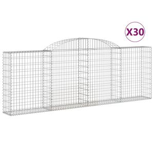 vidaXL Coșuri gabion arcuite 30 buc, 300x30x100/120 cm fier galvanizat