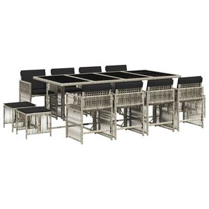 vidaXL Set mobilier de grădină cu perne 13 piese gri deschis poliratan