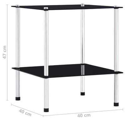 vidaXL Raft cu 2 niveluri, negru, 40 x 40 x 47 cm, sticlă securizată