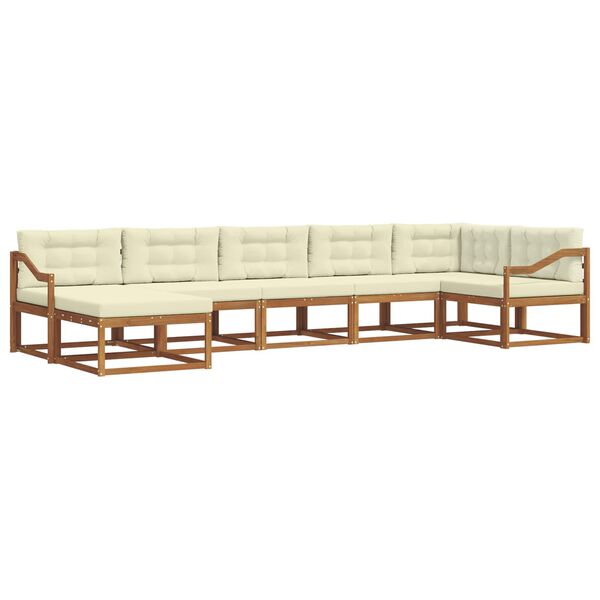 vidaXL Set de canapele de exterior cu pernă 7 pcs Natural și Crem