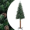 vidaXL Pom Crăciun artificial subțire, lemn și zăpadă, verde, 180 cm