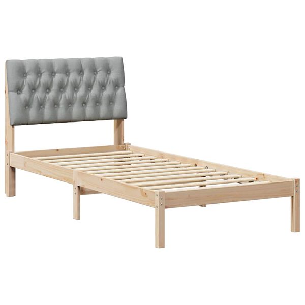 vidaXL Cadru de pat cu tăblie tapițată cu headboard Maro 90 x 200 cm