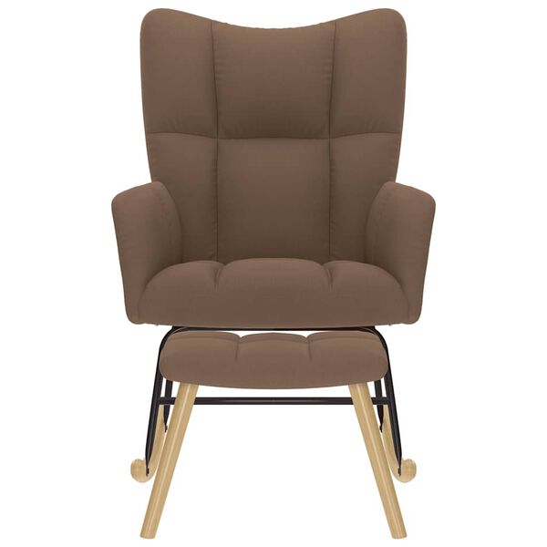 vidaXL Scaun balansoar cu suport picioare, maro, material textil