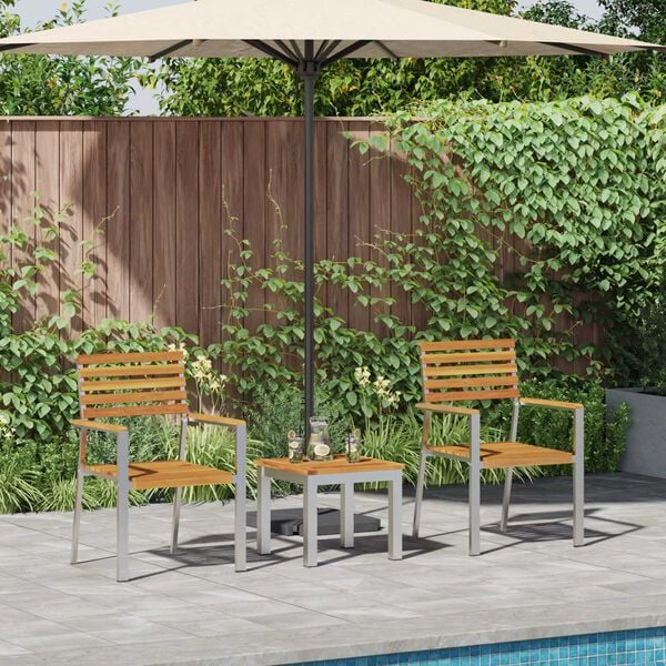 vidaXL Setdediningpentrugrădină 3 pcs Maro LemnDeTeakSolid