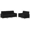 vidaXL Set de canapele cu perne, 2 piese, negru, textil