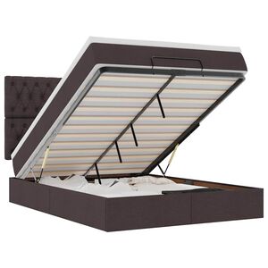 vidaXL Cadru de pat otoman cu saltea țesătură maro &icirc;nchis 140x190cm